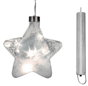 LED-Glas-Stern mit Timerfunktion Fensterdeko Christbaumschmuck Deko-Hänger klar Schneedekor 15 Ø Weihnachten