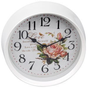 antike Wanduhr aus Metall mit Rosendekor Blumend...