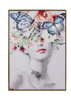 extravagantes Leinwandbild Frau mit Schmetterlin...