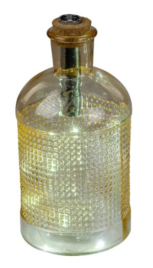 LED Flasche Flaschenlicht Weinflasche Sonnenflasche Sommerdeko Partydeko Partylicht zum stellen Tischdeko Deko-Licht Glas gelb 10x22cm